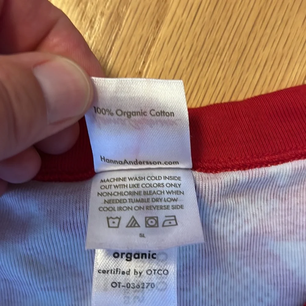 Hanna Andersson, red and white snowflake pajama top size XXL